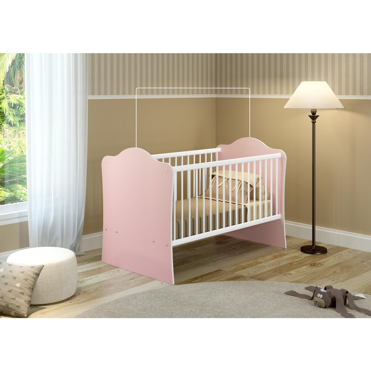 KIDSCOOL - Cuna 134x78.5x91.5 cm rosada