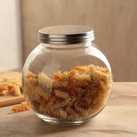 Frasco Redondo con Tapa Silver Vidrio 1800 ml