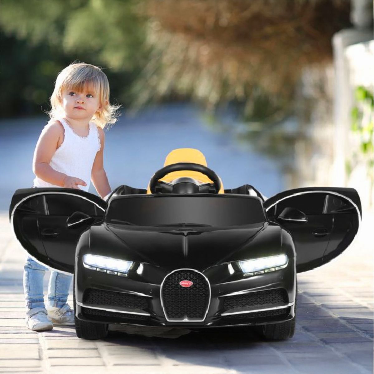 KIDSCOOL - Auto Chiron negro batería 12V licencia Bugatti