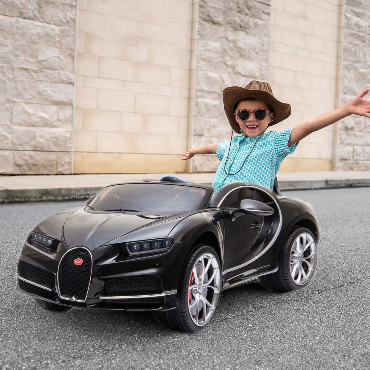 KIDSCOOL - Auto Chiron negro batería 12V licencia Bugatti