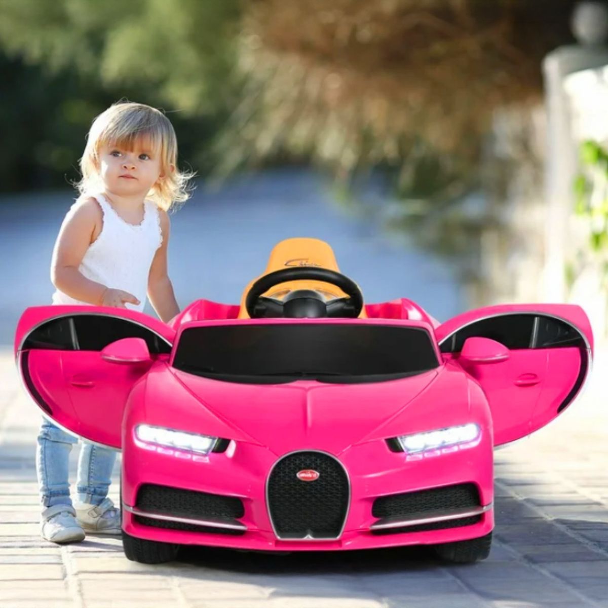 KIDSCOOL - Auto Chiron rosado batería 12V licencia Bugatti