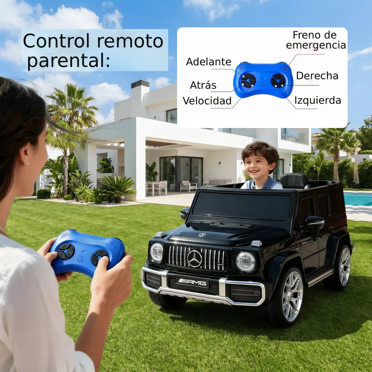 KIDSCOOL - Jeep G63 negro batería 12V licencia Mercedes Benz