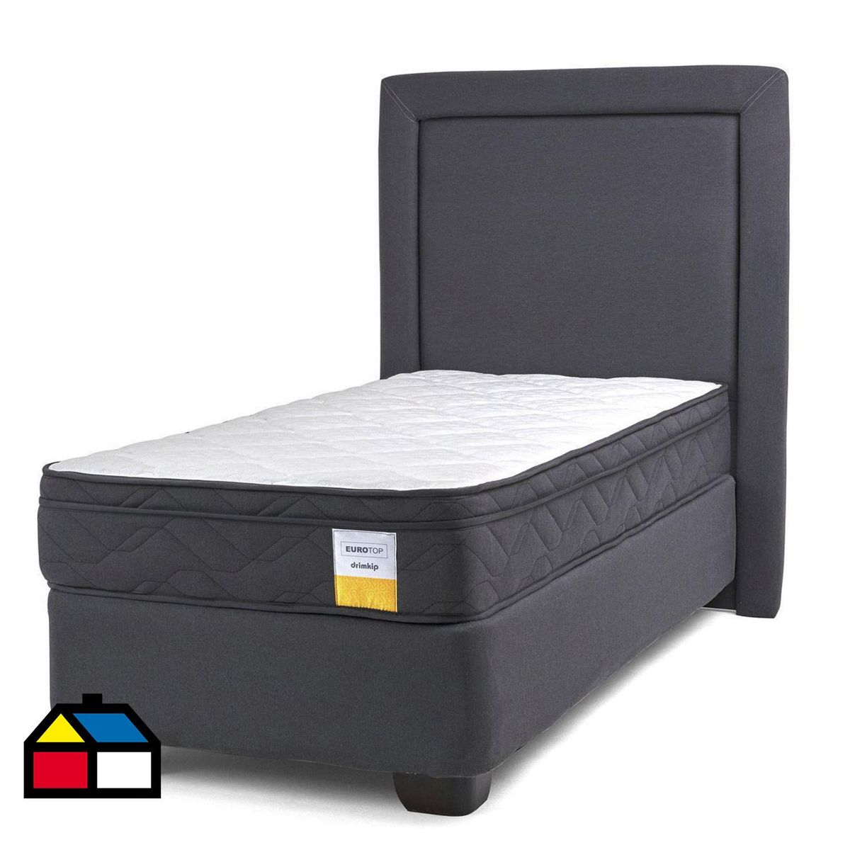 DRIMKIP - Cama Americana Eurotop 1.5 Plaza Plus BN 105x200 cm + Respaldo