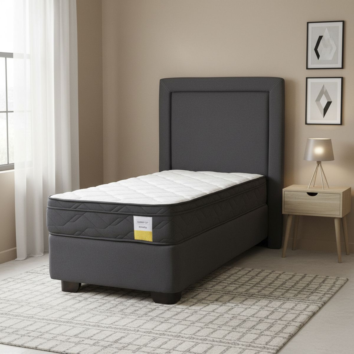 DRIMKIP - Cama Americana Eurotop 1.5 Plaza Plus Bn 105X200 Cm + Respaldo