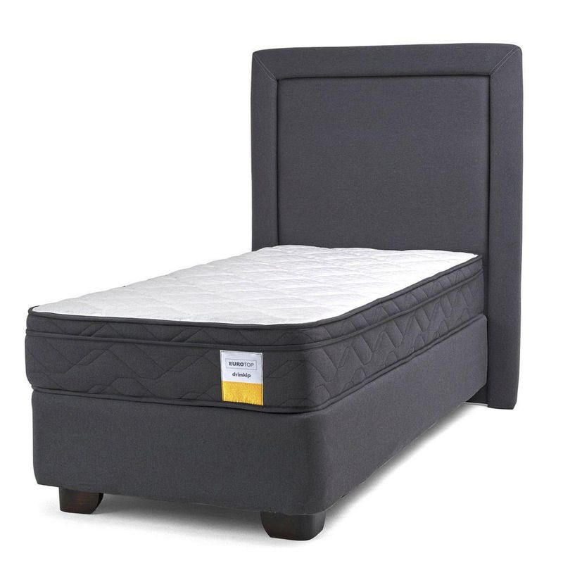 DRIMKIP - Cama Americana Eurotop 1 Plaza Plus BN 90x200 cm + Respaldo