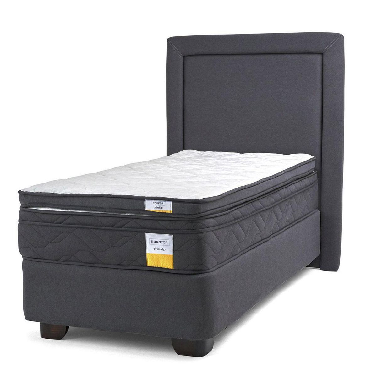 DRIMKIP - Cama Americana Eurotop 1.5 Plaza Plus BN 105x200 cm + Topper + Respaldo