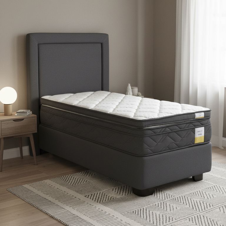 DRIMKIP Cama Americana Eurotop 1.5 Plaza Plus Bn 105X200 Cm + Topper + Respaldo