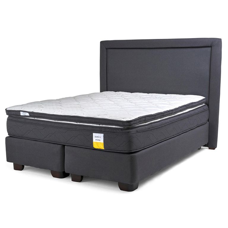 DRIMKIP Cama Americana Eurotop 2 Plazas Bd 150X190 Cm + Topper + Respaldo