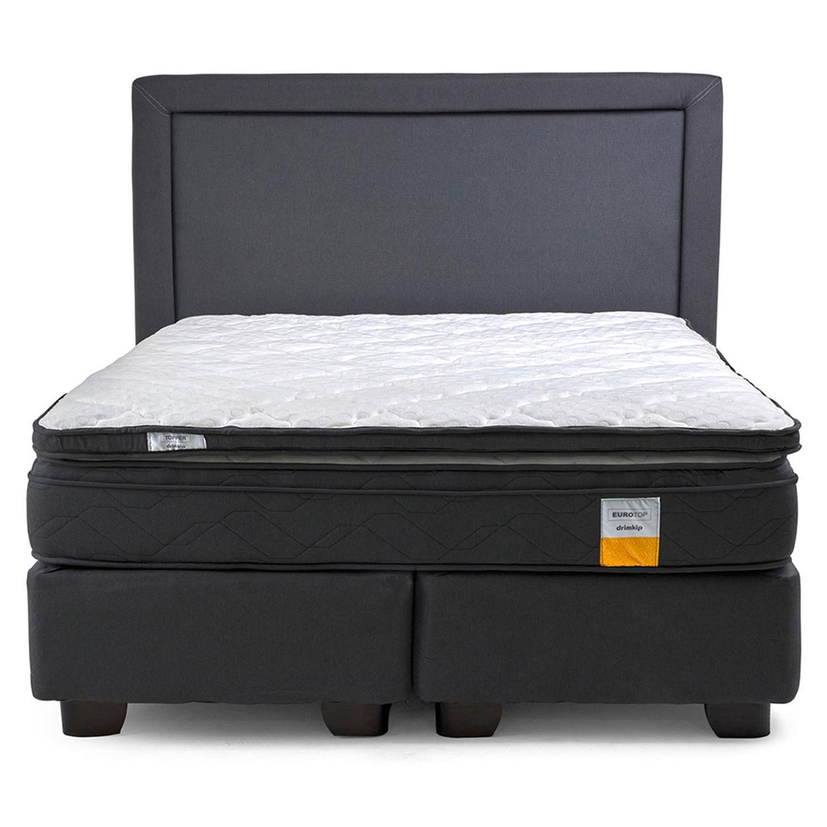 DRIMKIP - Cama Americana Eurotop 2 Plazas Plus BD 150x200 cm + Topper + Respaldo