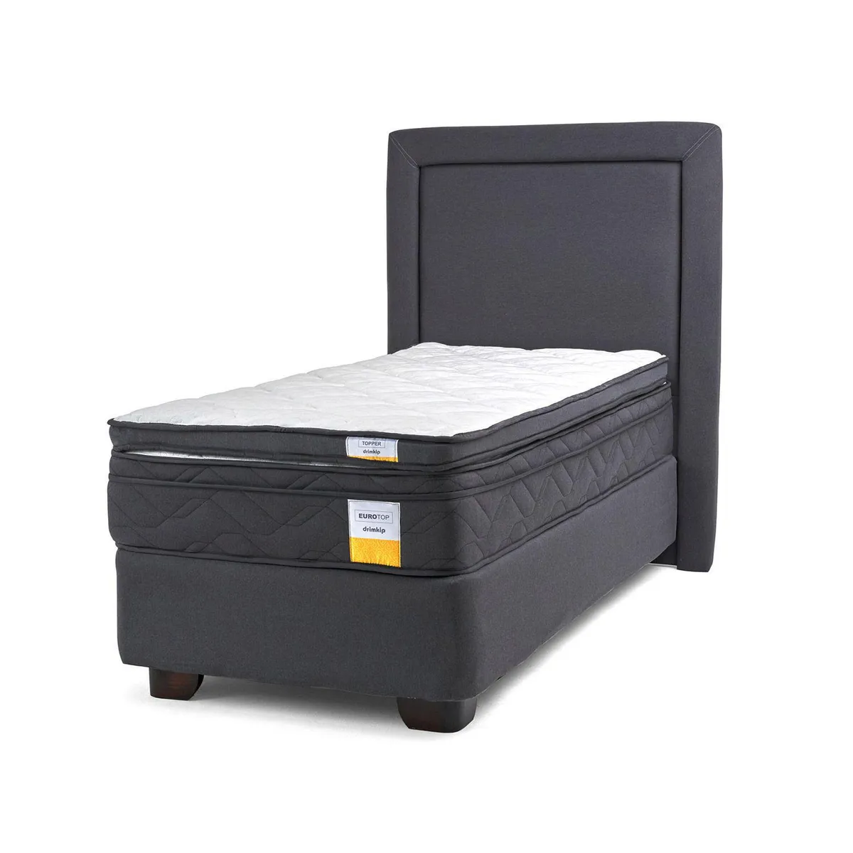 DRIMKIP - Cama Americana Eurotop 1 Plaza Bn 90X190 Cm + Topper + Respaldo