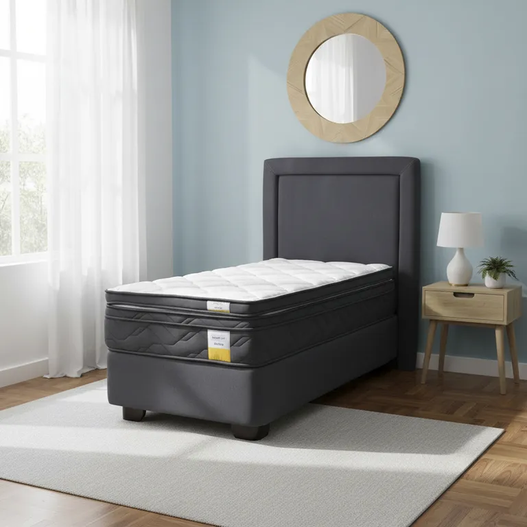 DRIMKIP Cama Americana Eurotop 1 Plaza Bn 90X190 Cm + Topper + Respaldo