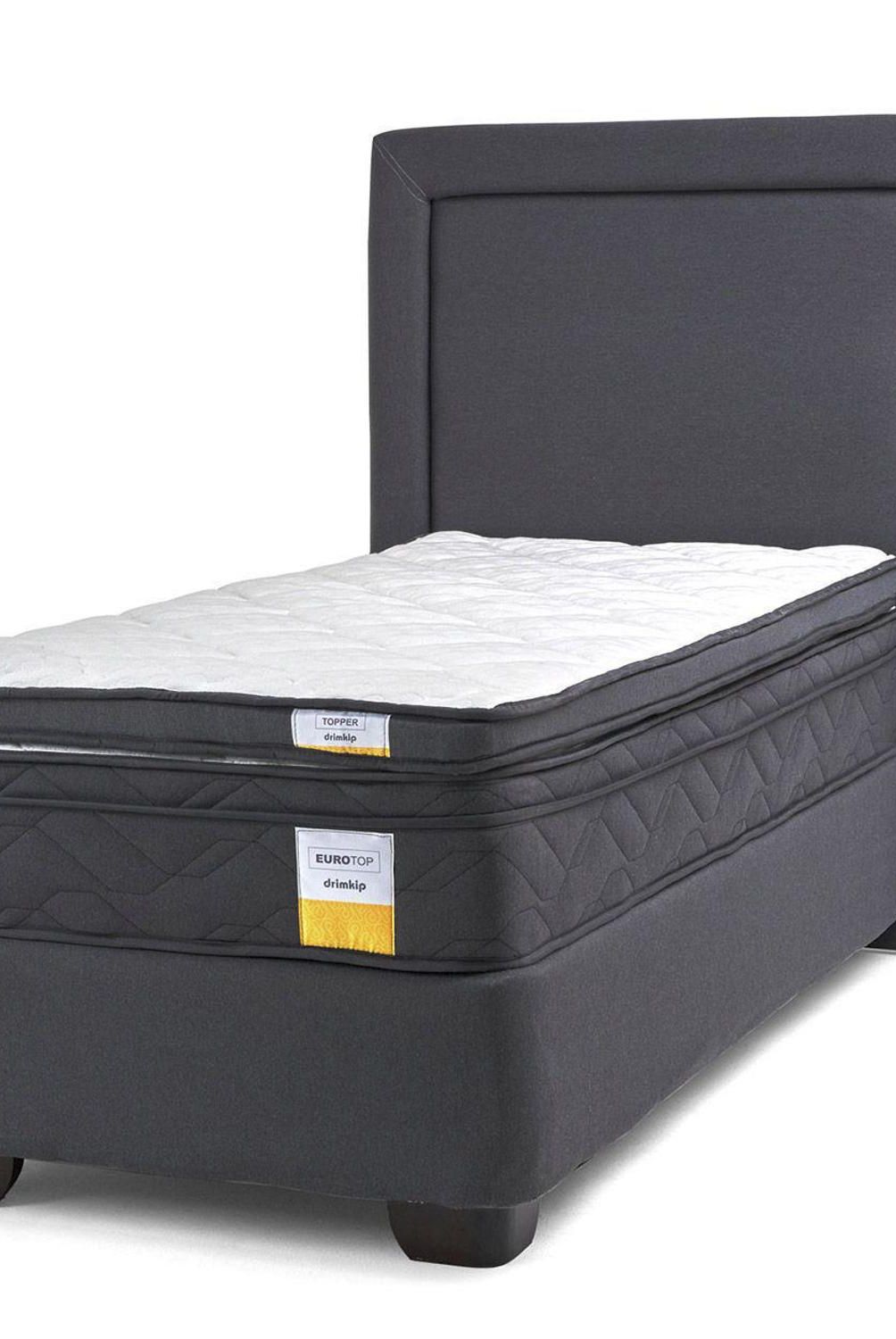 DRIMKIP - Cama Americana Eurotop 1 Plaza Plus BN 90x200 cm + Topper + Respaldo
