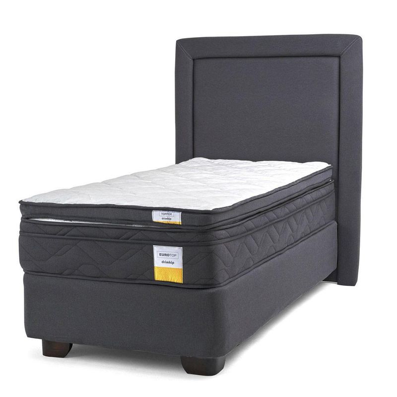 DRIMKIP - Cama Americana Eurotop 1.5 Plaza BN 105x190 cm + Topper + Respaldo