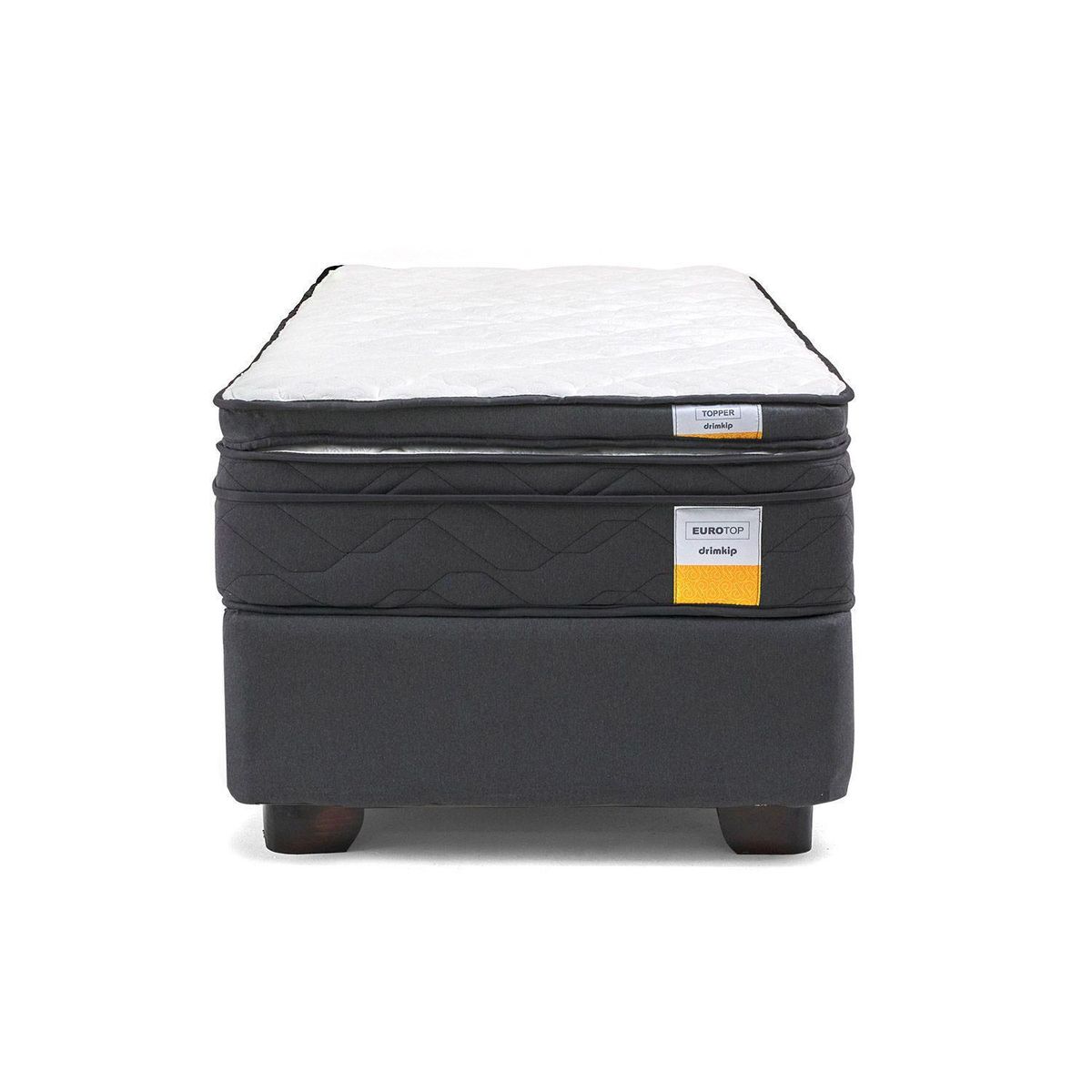 DRIMKIP - Cama Americana Eurotop 1 Plaza BN 90x190 cm + Topper