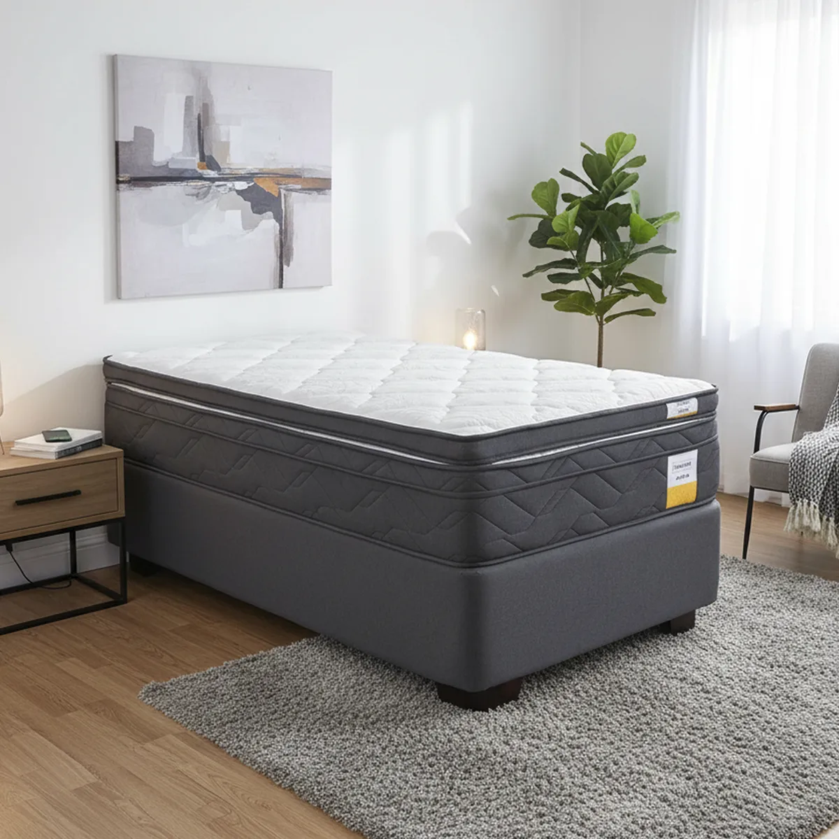 DRIMKIP - Cama Americana Eurotop 1 Plaza Plus Bn 90X200 Cm + Topper