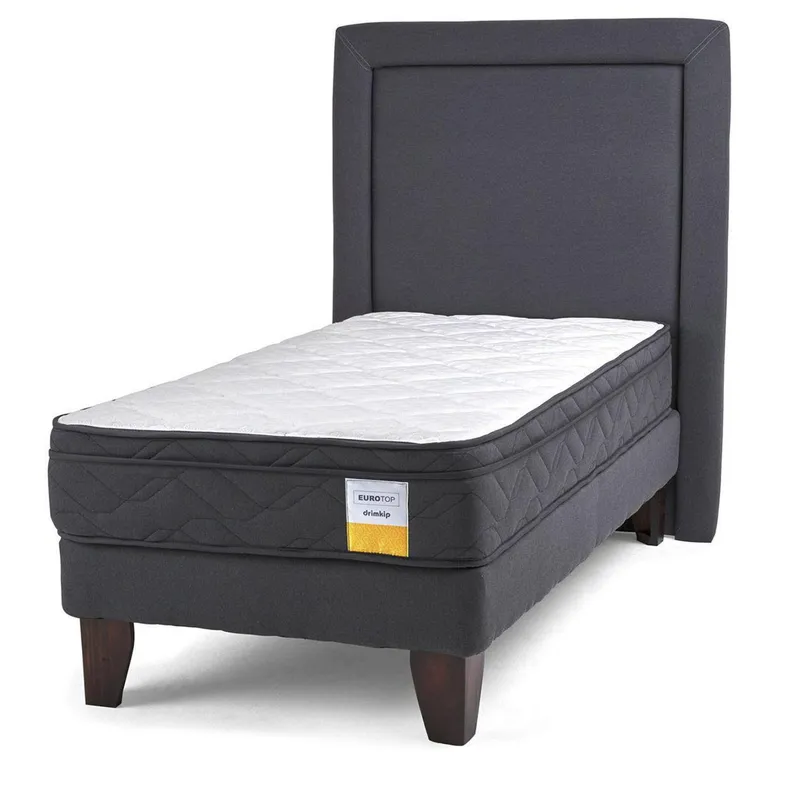 DRIMKIP - Cama Europea Eurotop 1 Plaza BN 90x190 cm + Respaldo