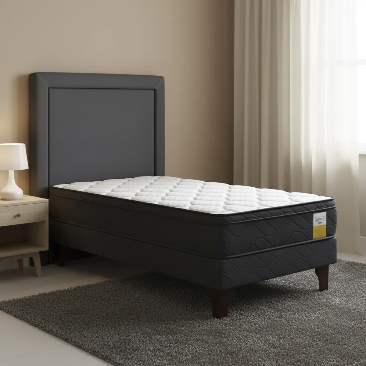 DRIMKIP - Cama Europea Eurotop 1 Plaza Bn 90X190 Cm + Respaldo