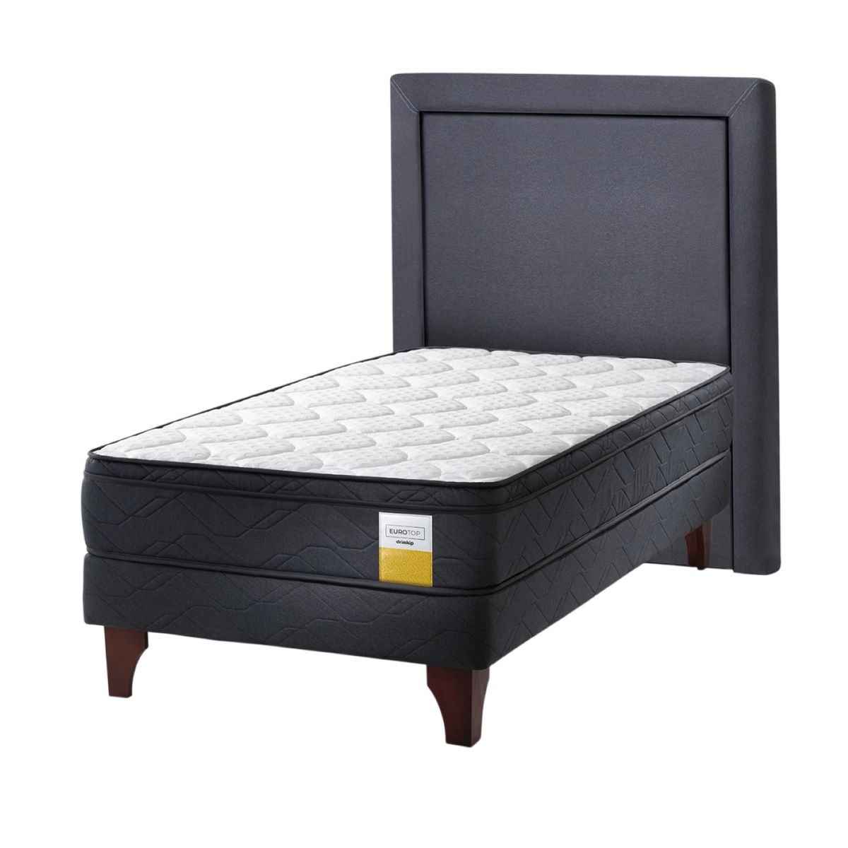 DRIMKIP - Cama Europea Eurotop 1.5 Plaza Bn 105X190 Cm + Respaldo