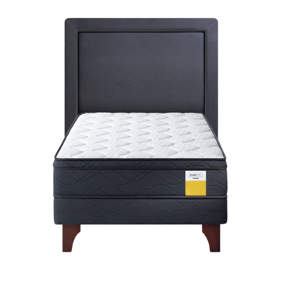 DRIMKIP - Cama Europea Eurotop 1.5 Plaza Bn 105X190 Cm + Respaldo