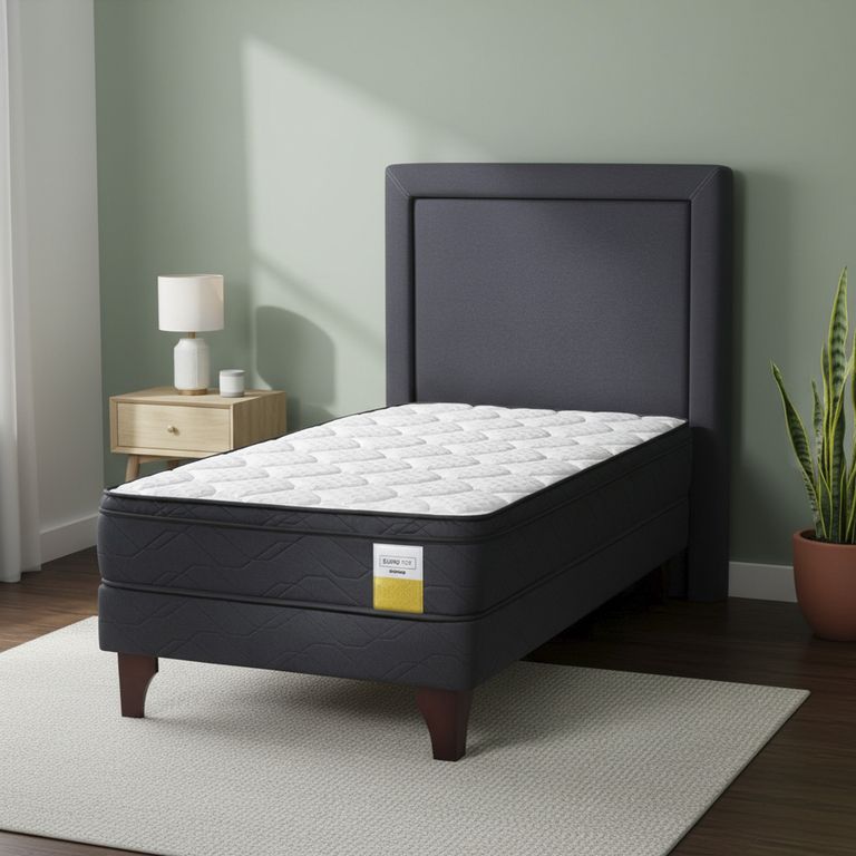 DRIMKIP Cama Europea Eurotop 1.5 Plaza Bn 105X190 Cm + Respaldo