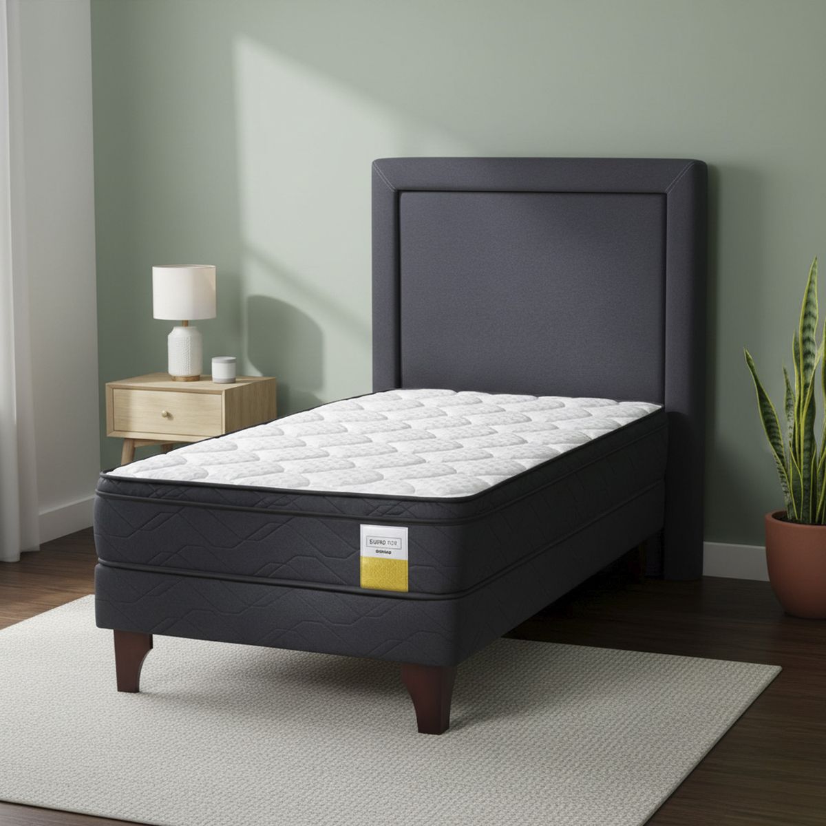 DRIMKIP - Cama Europea Eurotop 1.5 Plaza Bn 105X190 Cm + Respaldo