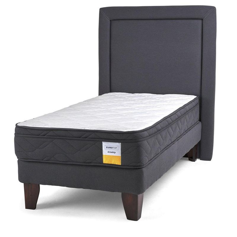 DRIMKIP - Cama Europea Eurotop 1.5 Plaza Plus BN 105x200 cm + Respaldo