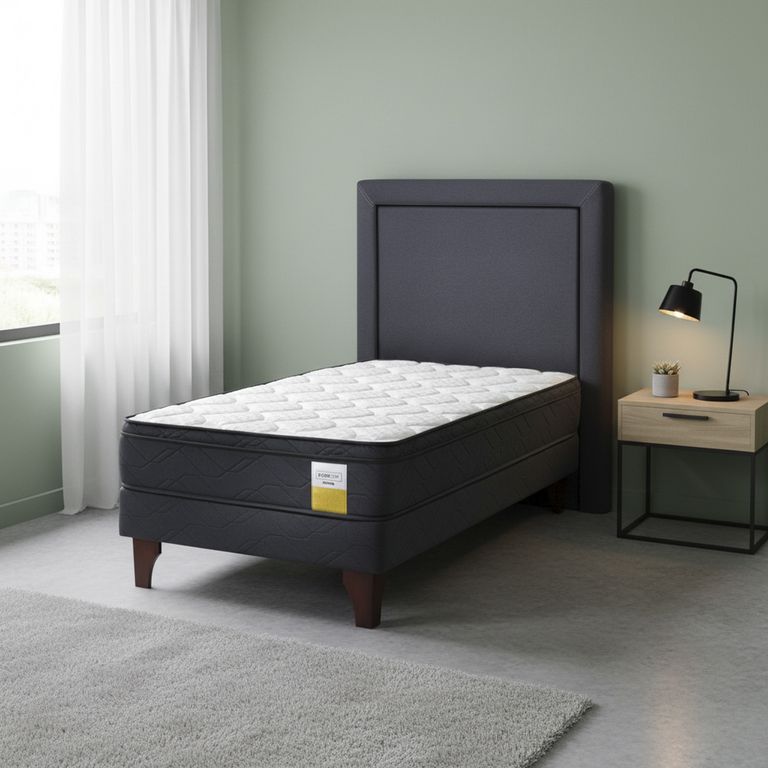 DRIMKIP Cama Europea Eurotop 1.5 Plaza Plus Bn 105X200 Cm + Respaldo