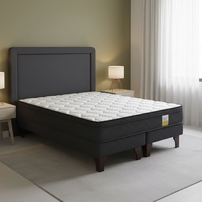 DRIMKIP Cama Europea Eurotop 2 Plazas Bd 150X190 Cm + Respaldo