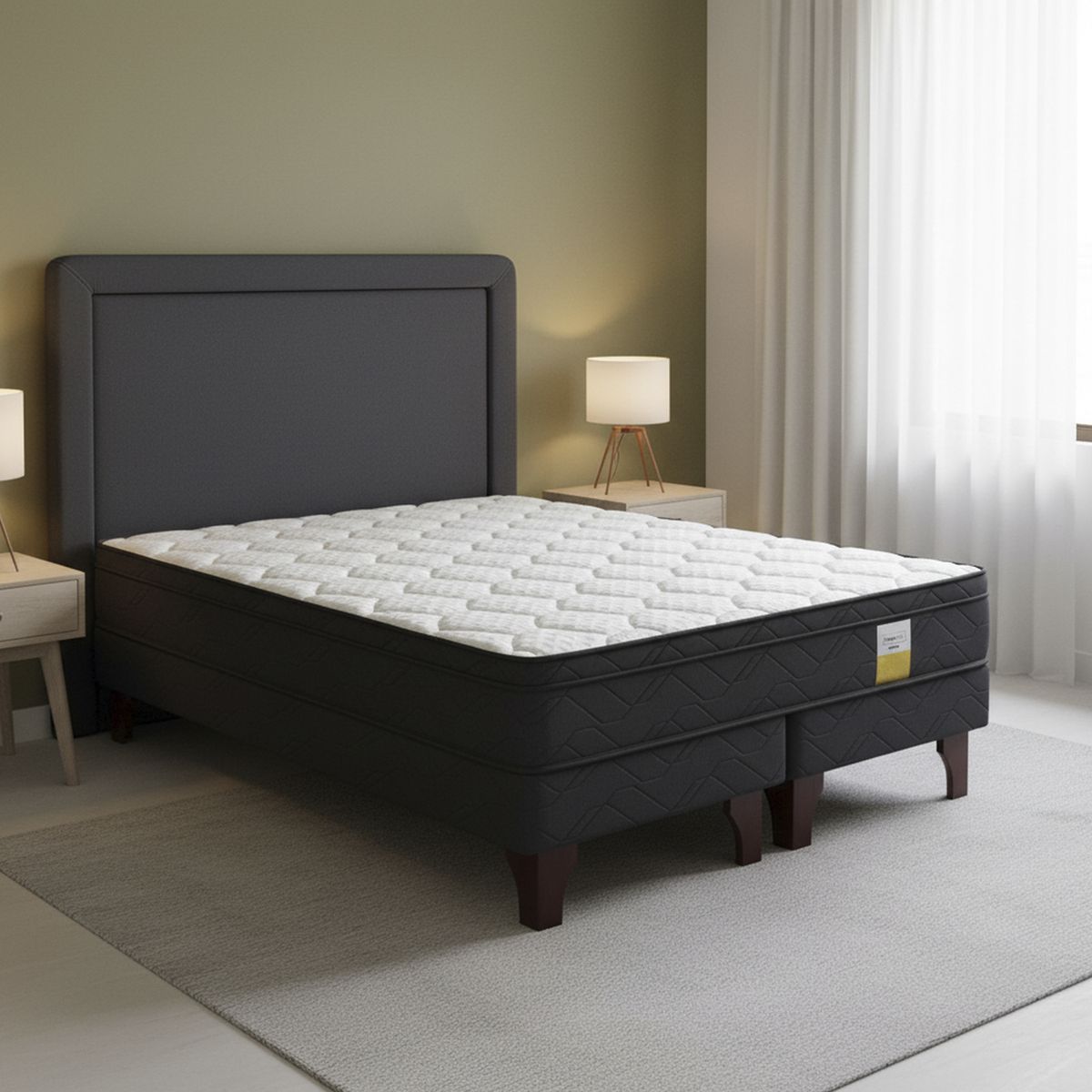 DRIMKIP - Cama Europea Eurotop 2 Plazas Bd 150X190 Cm + Respaldo