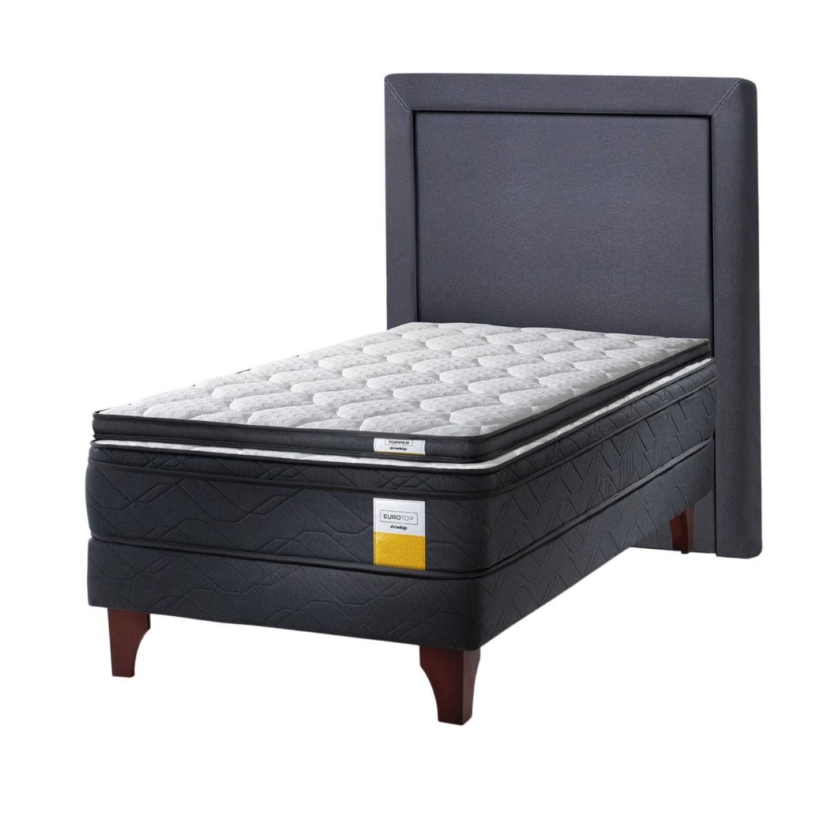 DRIMKIP - Cama Europea Eurotop 1 Plaza Plus Bn 90X200 Cm + Topper + Respaldo