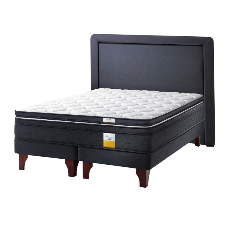 DRIMKIP Cama Europea Eurotop 2 Plazas Bd 150X190 Cm + Topper + Respaldo