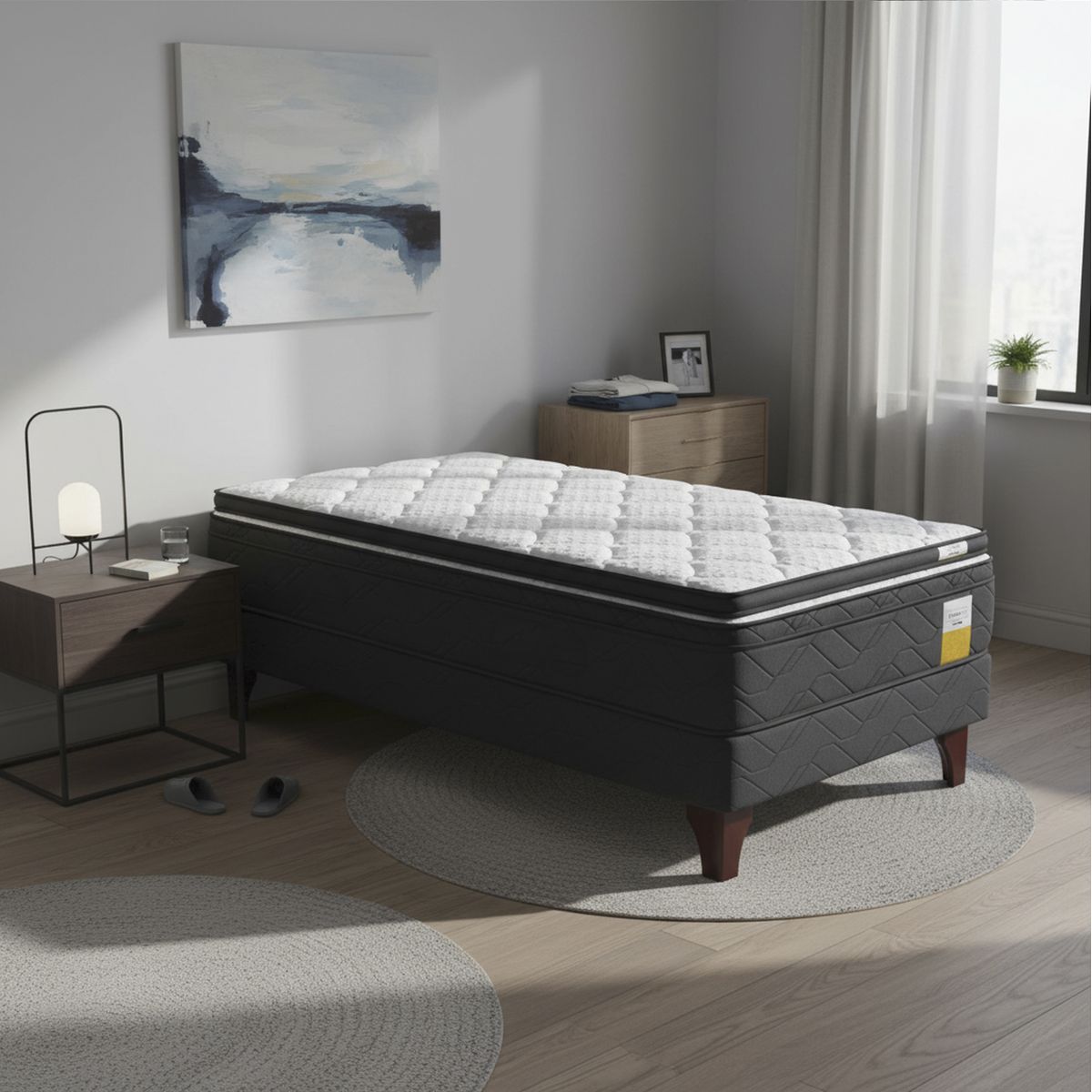 DRIMKIP - Cama Europea Eurotop 1.5 Plaza Plus Bn 105X200 Cm + Topper