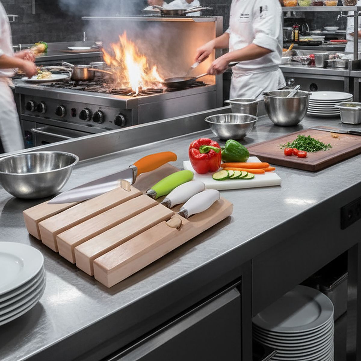 OSTER - Set cuchillos acero forjado 6pzas c/mango silicona