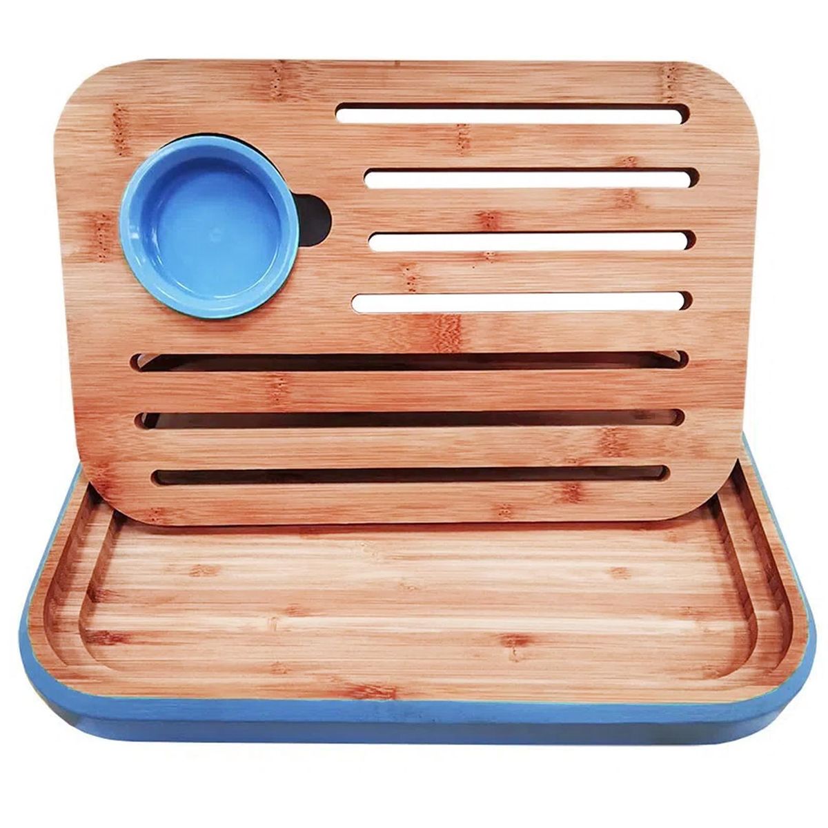 SOHOGAR - Tabla cocktail madera y pocillo para salsa azul