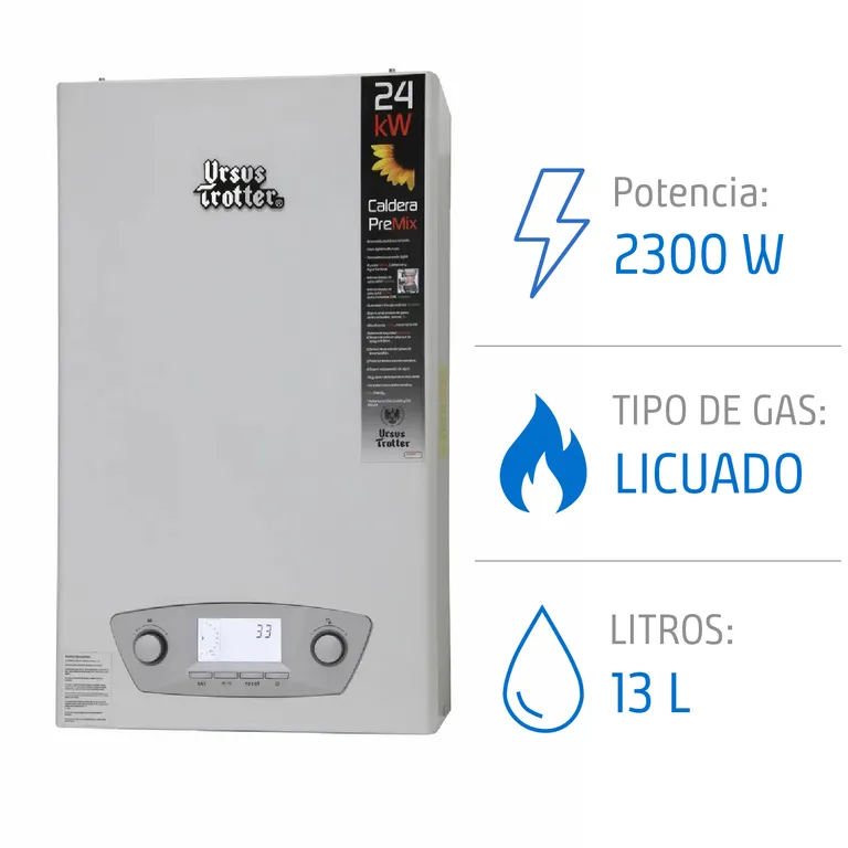 Caldera de Condensación Gas Licuado 13 Litros 2300 W de Muro