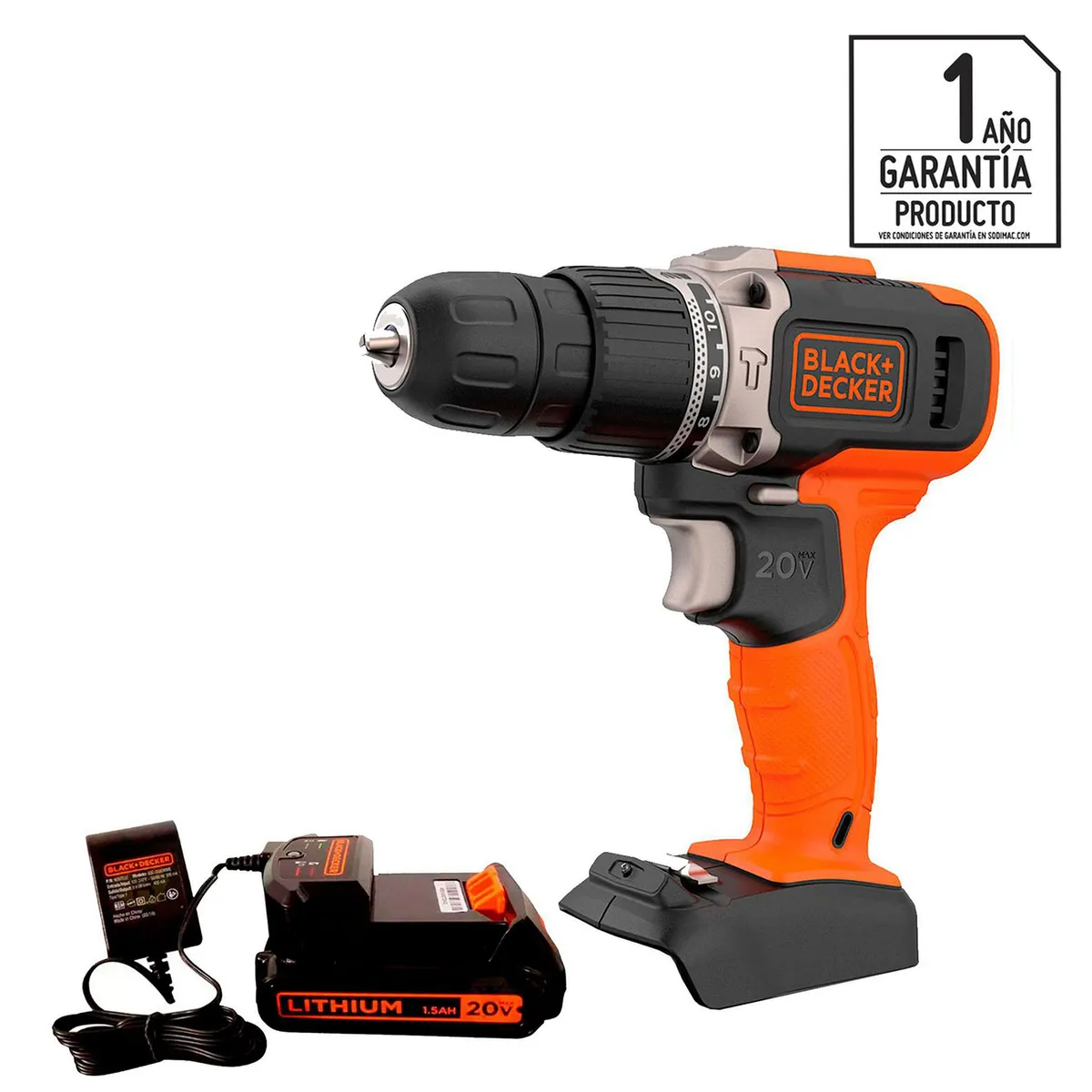 BLACK+DECKER - Taladro Inalámbrico Percutor 10 mm 20 V/1 Batería