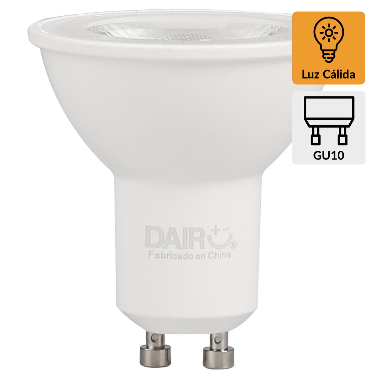 DAIRU - Ampolleta LED 3 tonos (Int alta, media o baja) GU10 8W Luz Cálida