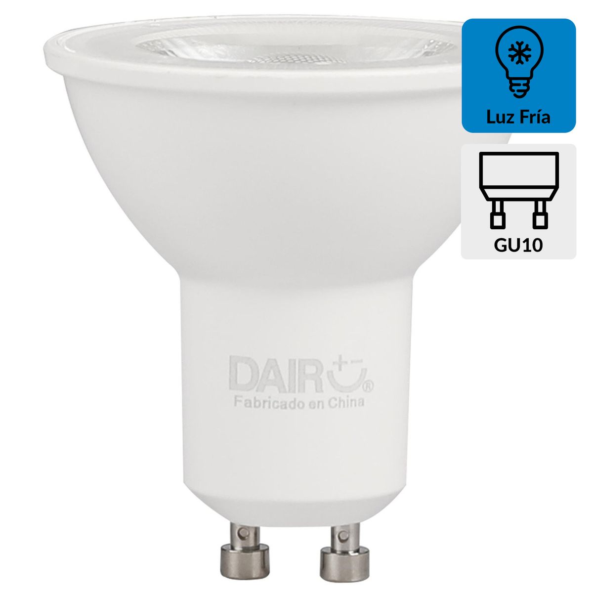 DAIRU - Ampolleta LED 3 tonos (intensidad alta, media o baja) GU10 8W Luz Fría
