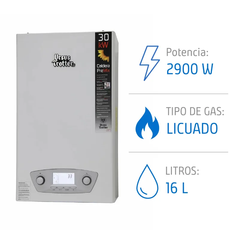 Caldera de Condensación Gas Licuado 16 Litros 2900 W de Muro