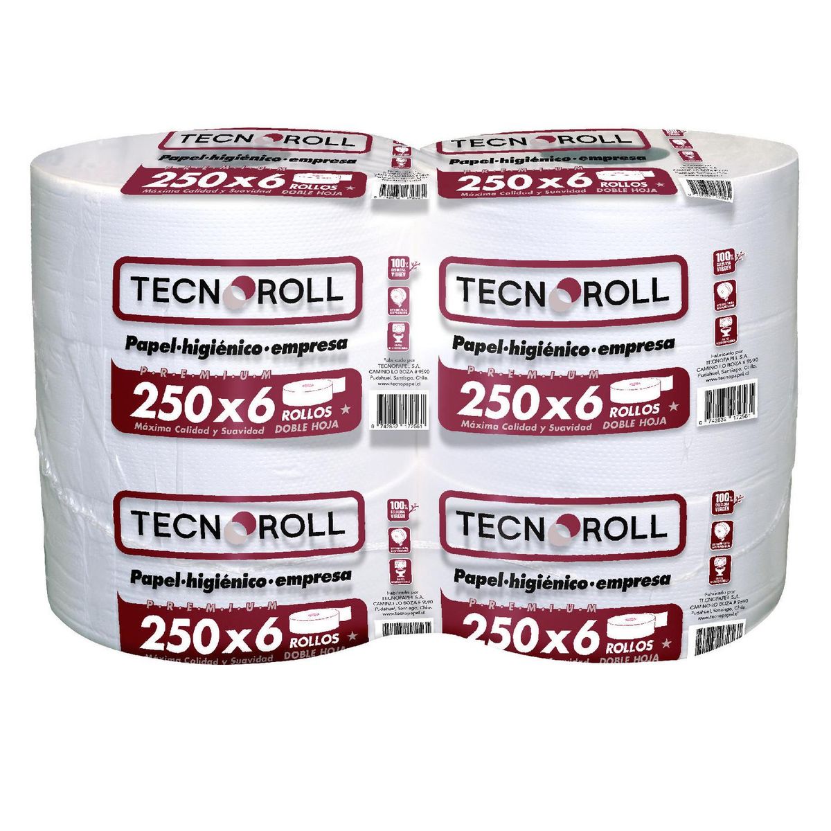 TECNOROLL - Papel higiénico Doble hoja 1500 Rollos x 250 m