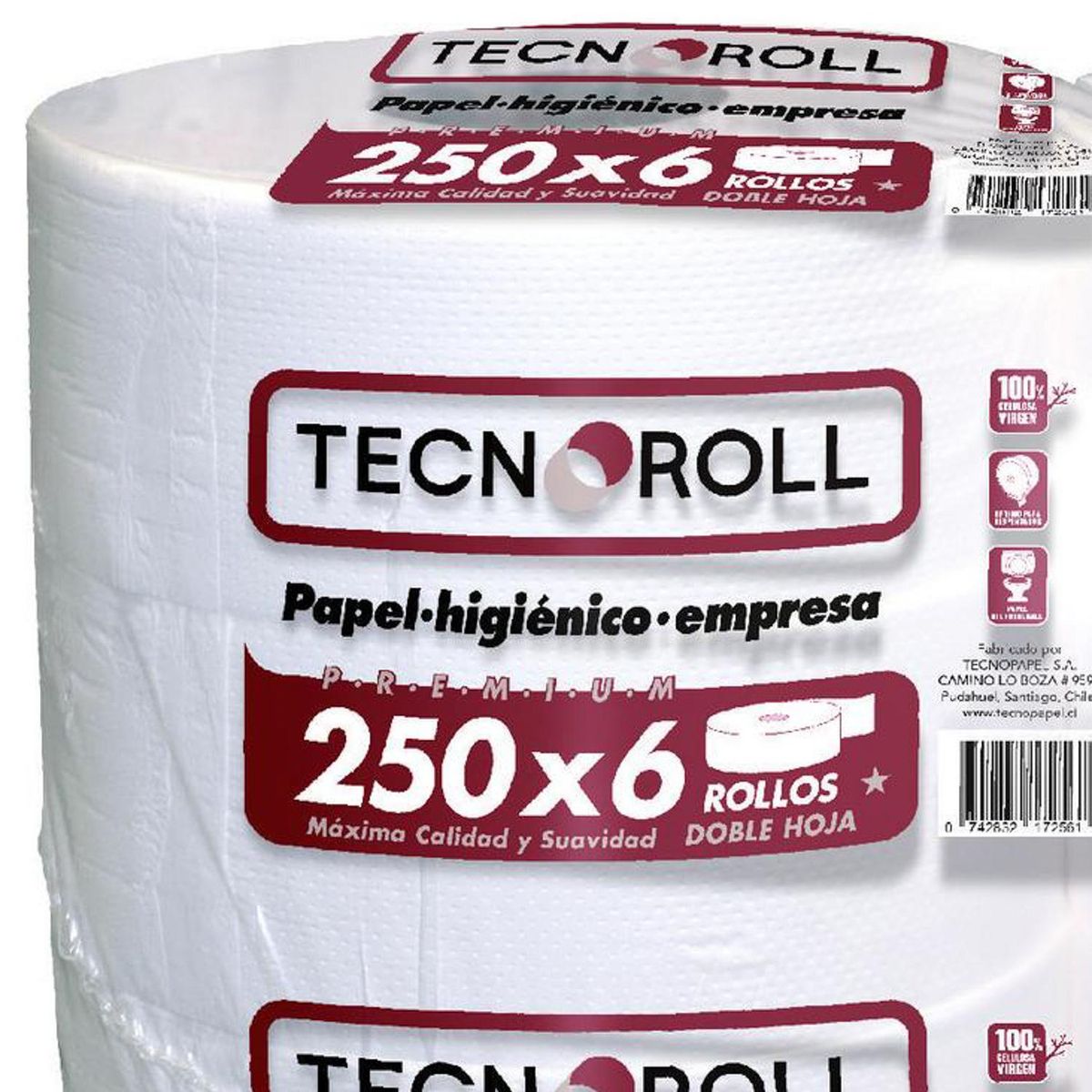 TECNOROLL - Papel higiénico Doble hoja 1500 Rollos x 250 m