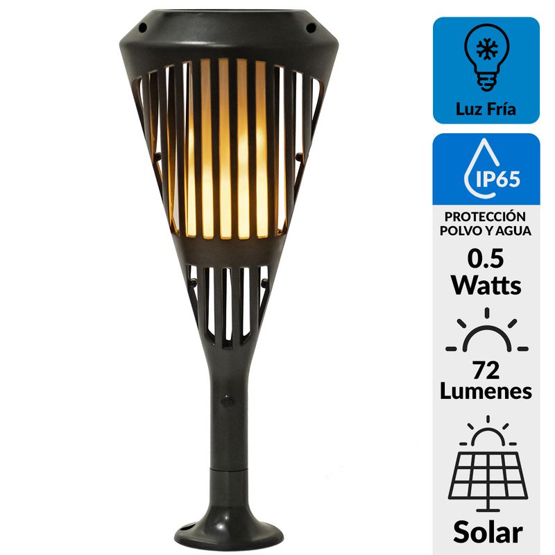 CASA BONITA - Antorcha Solar Led 0.5 W IP 65 72 lm Luz Fría