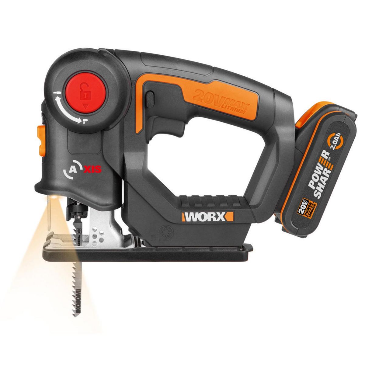 WORX - Sierra caladora inalámbrica 20V + batería