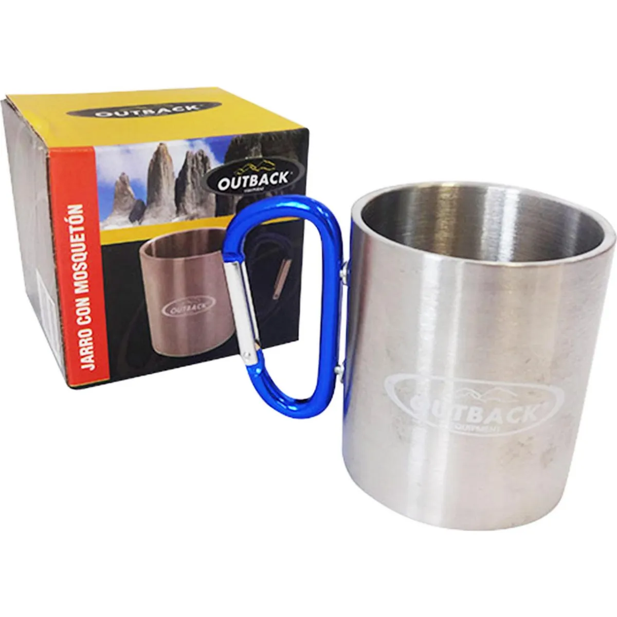 OUTBACK - Jarro con Mosquetón Aluminio 400 ml Plateado