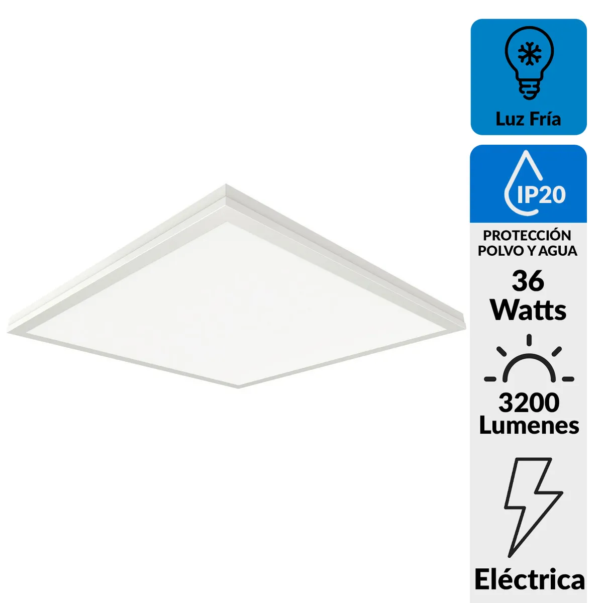HALUX - Panel led empotrado 60x60 3200 lm Luz Fria 36 watts