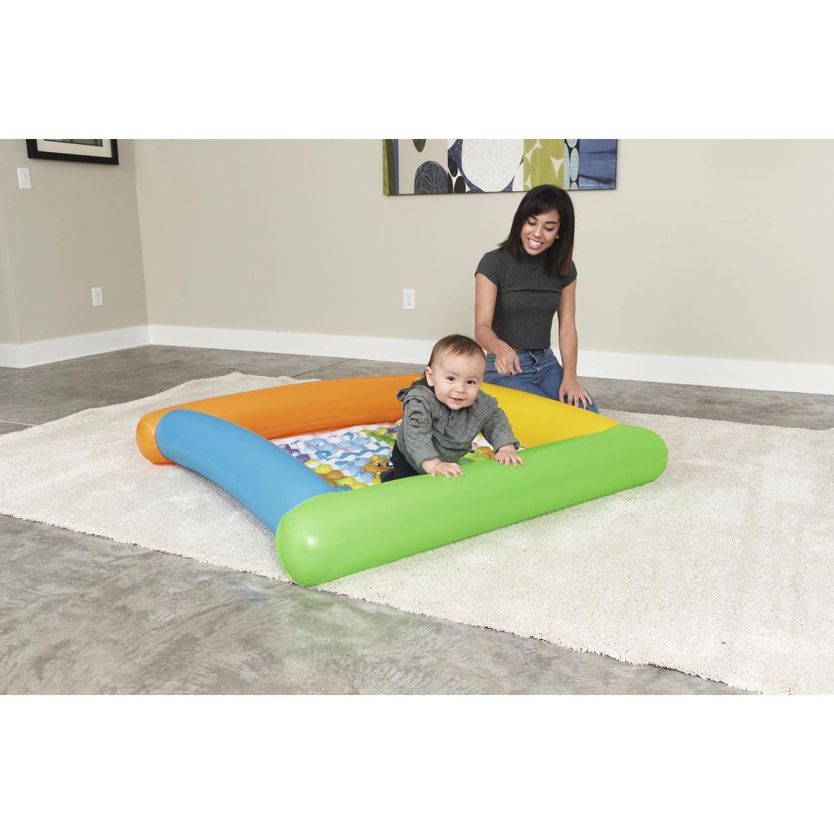 BESTWAY - Alfombra Inflable para Bebes Multicolor 132x23x132 cm