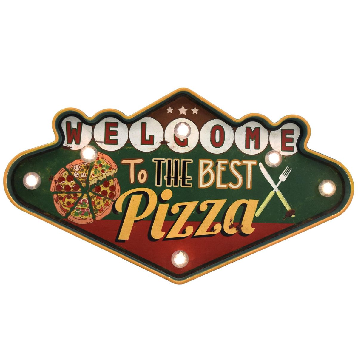 JUST HOME COLLECTION - Letrero led welcome pizza bateria 2xAA