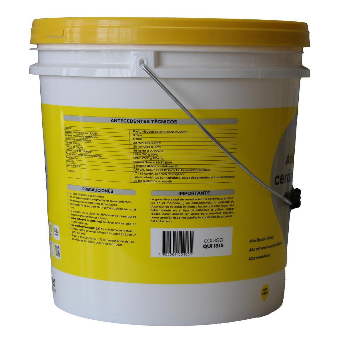 WEBER - Adhesivo Cerámico Muro Superficie Flexible 25 kg