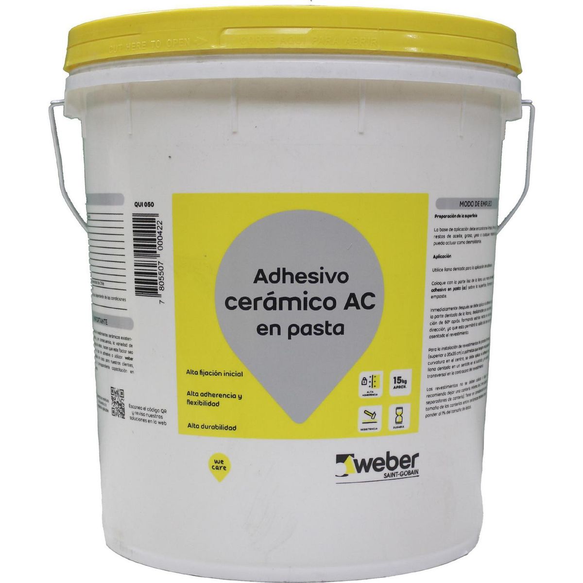 WEBER - Adhesivo Cerámico Muro Superficie Flexible 15 kg