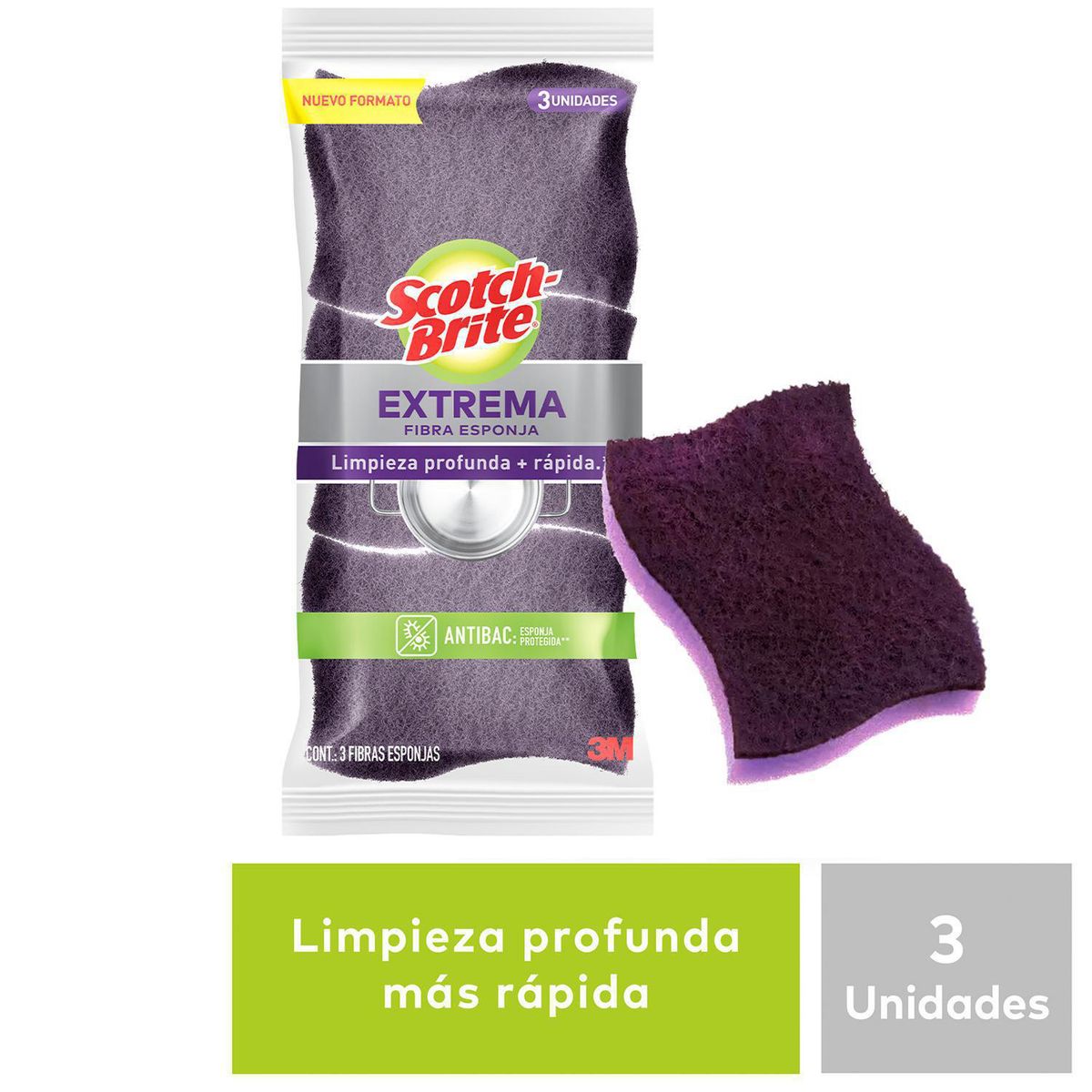 SCOTCH BRITE - Esponja extrema fibra abrasiva 3 unidades
